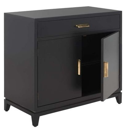 Safavieh - Nigel 2 Door 1 Drawer Chest - Black - Brass - CHS6600D veiw 4
