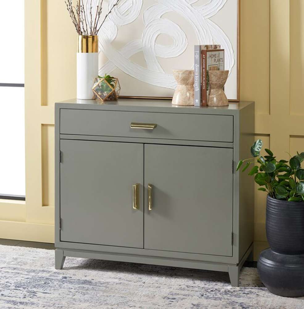 Safavieh - Nigel 2 Door 1 Drawer Chest - Dark Grey - Brass - CHS6600B veiw 3