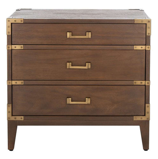 Safavieh - Nisha 3 Drawer Wood Nightstand - Brown - SFV7708A veiw 1