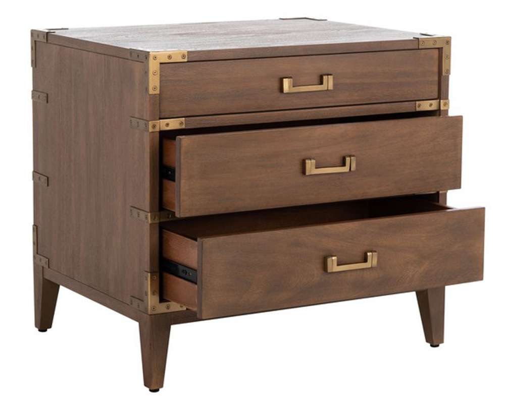 Safavieh - Nisha 3 Drawer Wood Nightstand - Brown - SFV7708A veiw 4