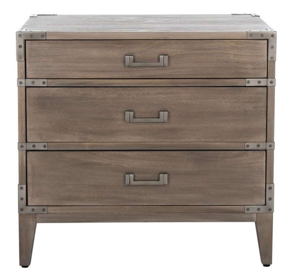 Safavieh - Nisha 3 Drawer Wood Nightstand - Light Brown - SFV7708B veiw 1