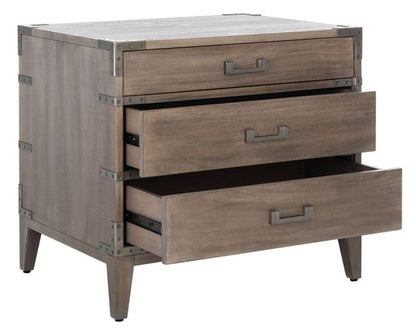 Safavieh - Nisha 3 Drawer Wood Nightstand - Light Brown - SFV7708B veiw 4
