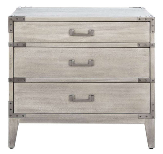 Safavieh - Nisha 3 Drawer Wood Nightstand - Light Grey - SFV7708C veiw 1
