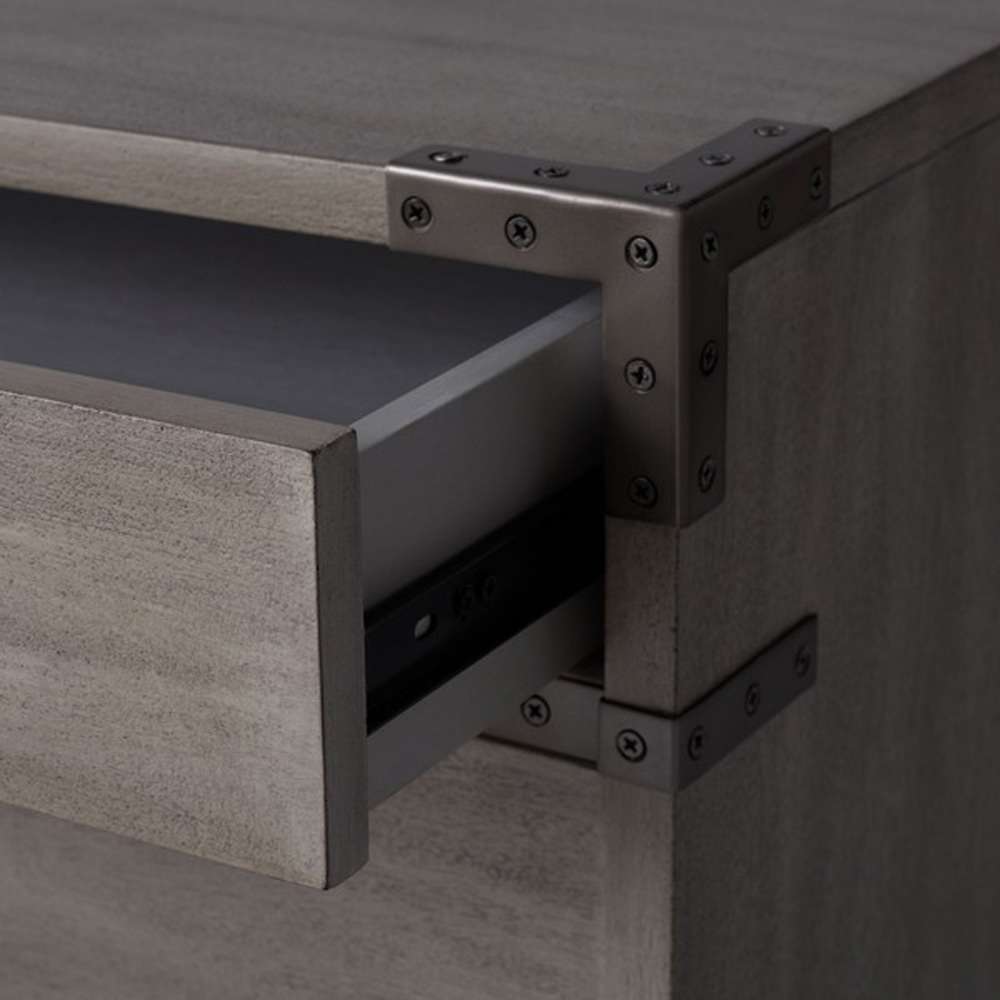 Safavieh - Nisha 3 Drawer Wood Nightstand - Light Grey - SFV7708C veiw 2