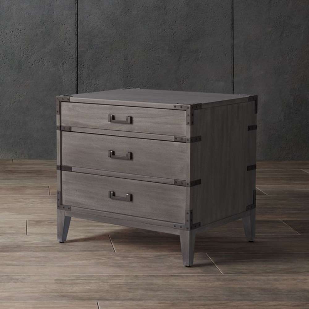 Safavieh - Nisha 3 Drawer Wood Nightstand - Light Grey - SFV7708C veiw 3