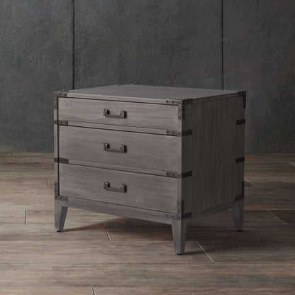 Safavieh - Nisha 3 Drawer Wood Nightstand - Light Grey - SFV7708C veiw 3