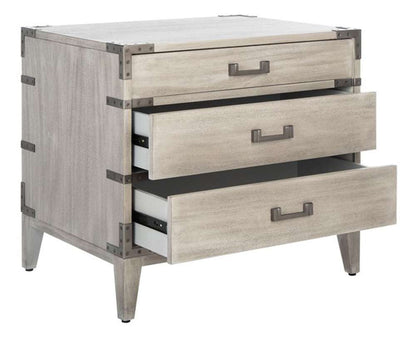 Safavieh - Nisha 3 Drawer Wood Nightstand - Light Grey - SFV7708C veiw 4