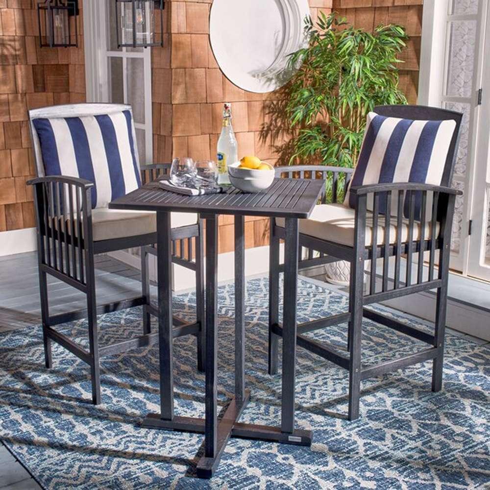 Safavieh - Pate 3Pc Bar Height Bistro Set - Black - Bge + Thk Stp P - PAT7043G veiw 1