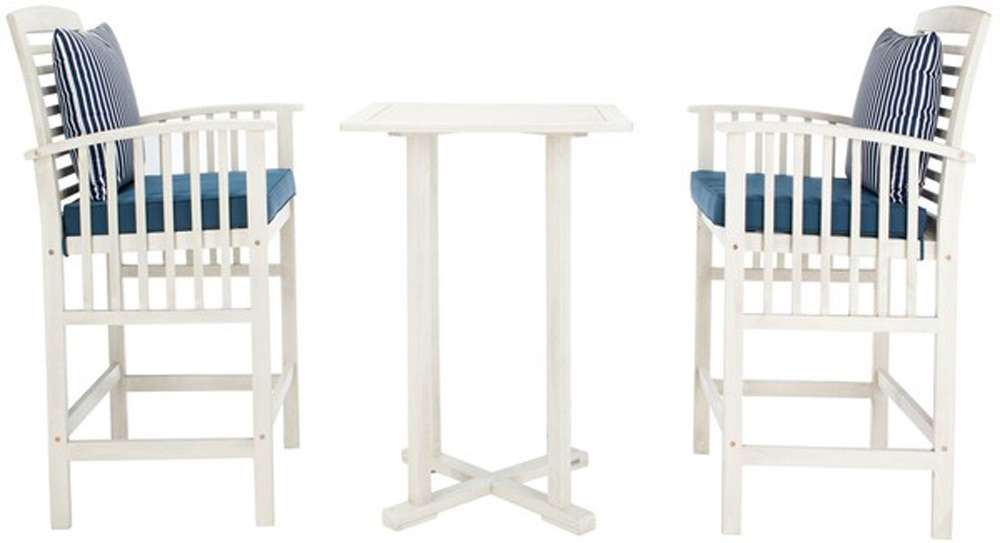 Safavieh - Pate 3Pc Bar Height Bistro Set - White - Nvy + Thn Stp P - PAT7043D veiw 1