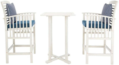 Safavieh - Pate 3Pc Bar Height Bistro Set - White - Nvy + Thn Stp P - PAT7043D veiw 1