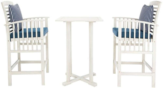 Safavieh - Pate 3Pc Bar Height Bistro Set - White - Nvy + Thn Stp P - PAT7043D veiw 1