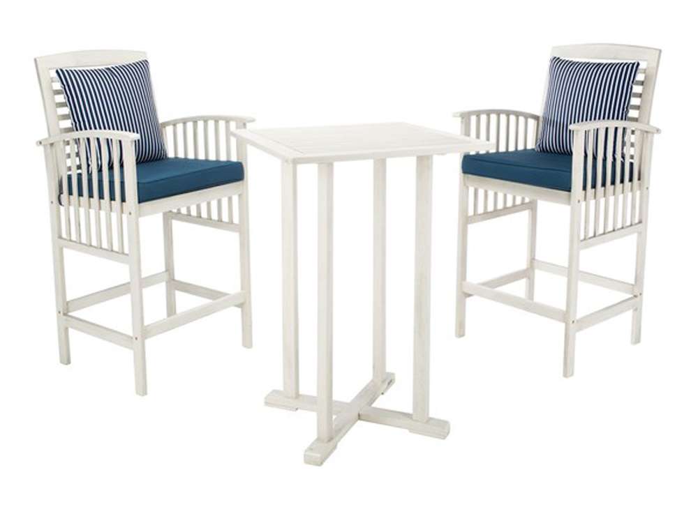 Safavieh - Pate 3Pc Bar Height Bistro Set - White - Nvy + Thn Stp P - PAT7043D veiw 2