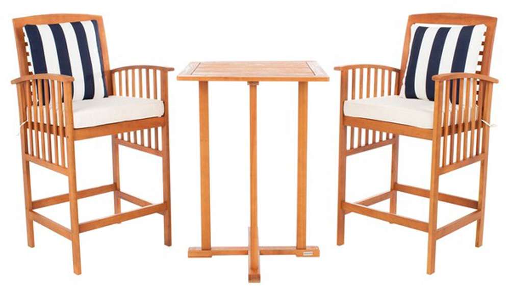 Safavieh - Pate 3Pc Bar Height Bistro Set - Natural - Bge + Thk Stp P - PAT7043C veiw 1