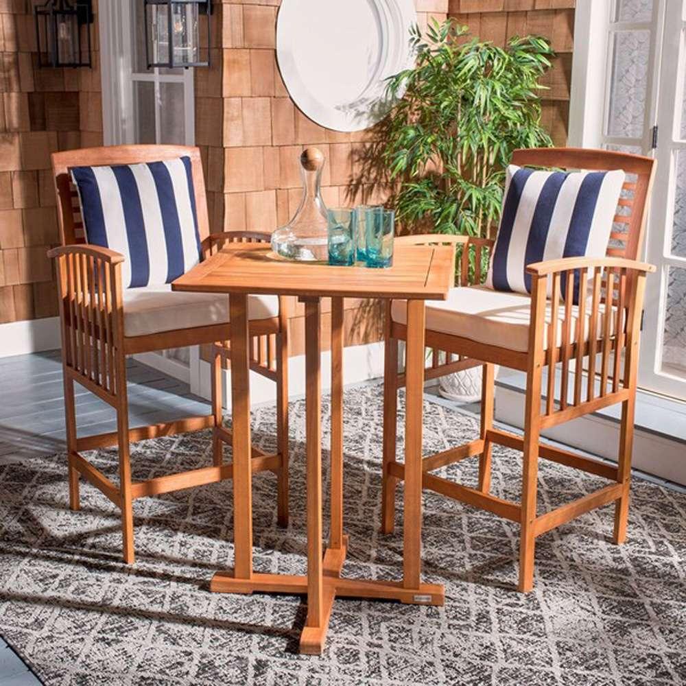 Safavieh - Pate 3Pc Bar Height Bistro Set - Natural - Bge + Thk Stp P - PAT7043C veiw 2