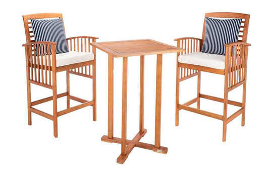 Safavieh - Pate 3Pc Bar Height Bistro Set - Natural - Bge + Thn Stp P - PAT7043F veiw 1