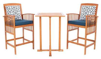 Safavieh - Pate 3Pc Bar Height Bistro Set - Natural - Nvy + Trellis P - PAT7043E veiw 1