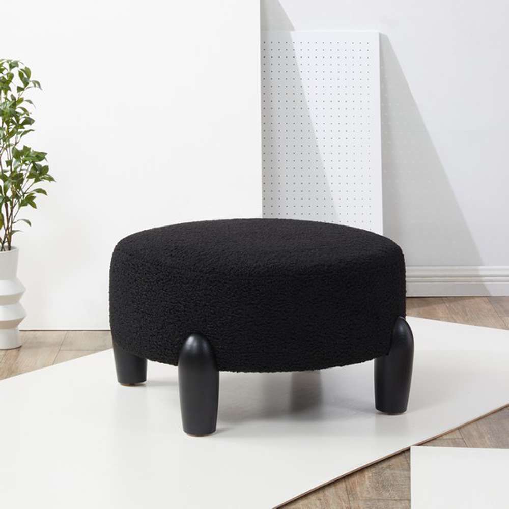 Safavieh - Perez Scandinavian Rd Ottoman - Black - SFV5036D veiw 3
