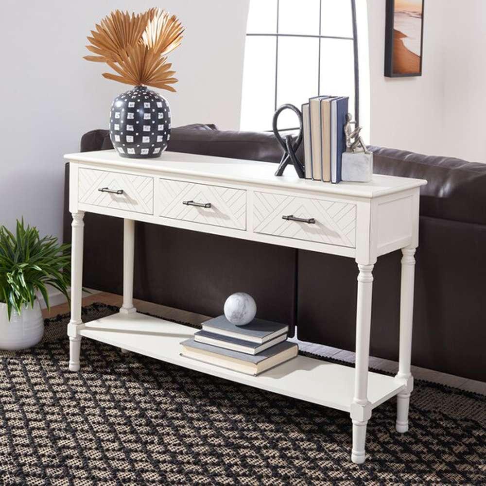 Safavieh - Peyton 3 Drawer Console Table - Distressed White  - CNS5705A veiw 3