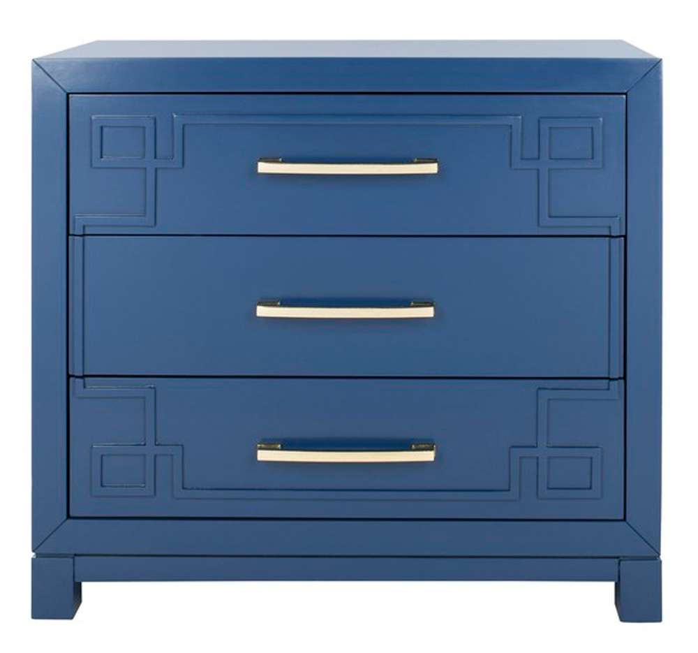 Safavieh - Raina 3 Drawer Chest - Lapis Blue - Gold - CHS6412B veiw 1