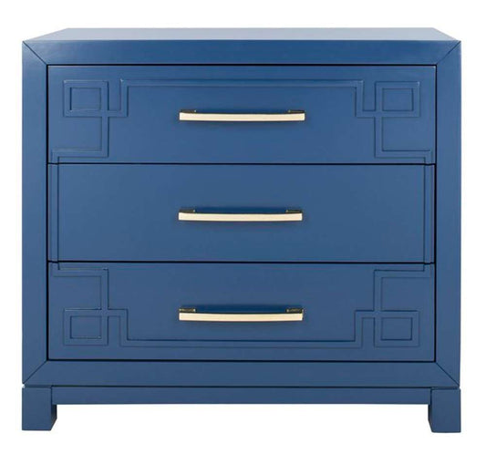 Safavieh - Raina 3 Drawer Chest - Lapis Blue - Gold - CHS6412B veiw 1
