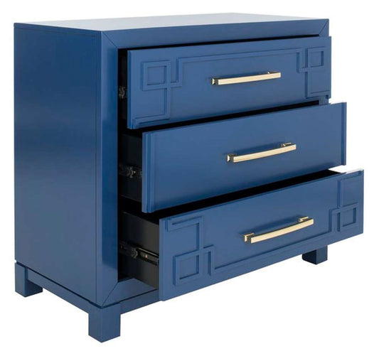 Safavieh - Raina 3 Drawer Chest - Lapis Blue - Gold - CHS6412B veiw 2