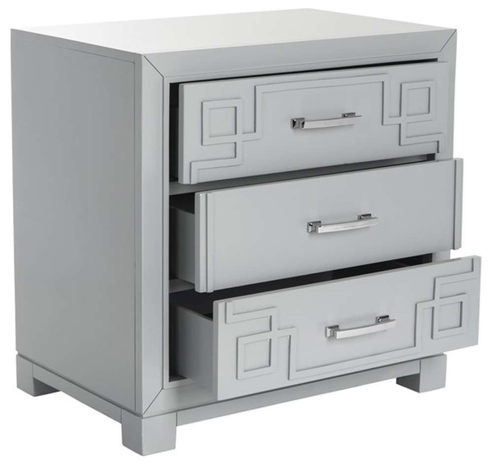 Safavieh - Raina Three Drawer Nightstand - Grey - FOX6278C veiw 3