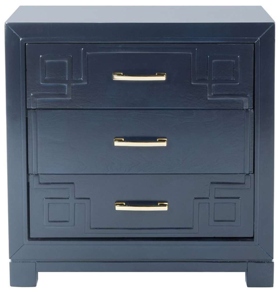 Safavieh - Raina Three Drawer Nightstand - Navy - FOX6278D veiw 1