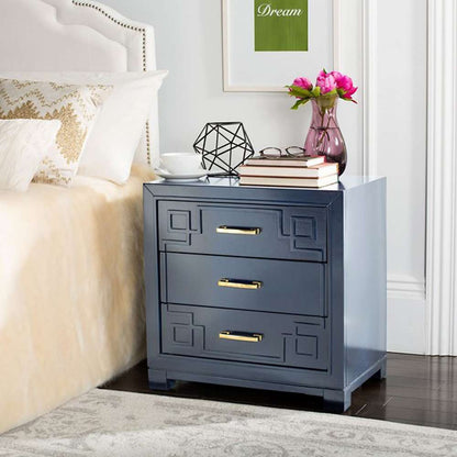 Safavieh - Raina Three Drawer Nightstand - Navy - FOX6278D veiw 2