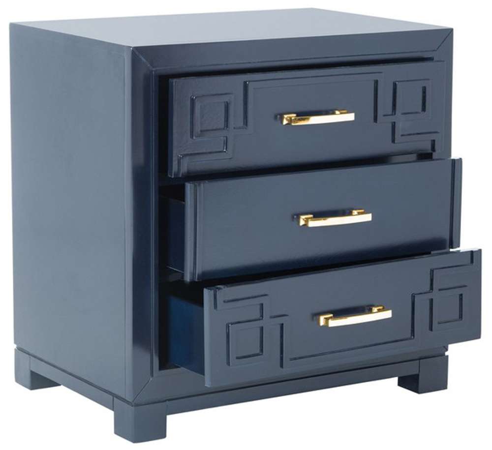 Safavieh - Raina Three Drawer Nightstand - Navy - FOX6278D veiw 3