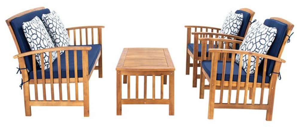Safavieh - Rocklin 4 Pc Outdoor Set - Natural - Nvy + Trellis P - PAT7007J veiw 3