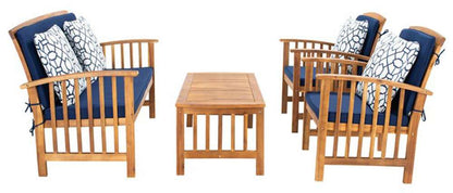 Safavieh - Rocklin 4 Pc Outdoor Set - Natural - Nvy + Trellis P - PAT7007J veiw 3