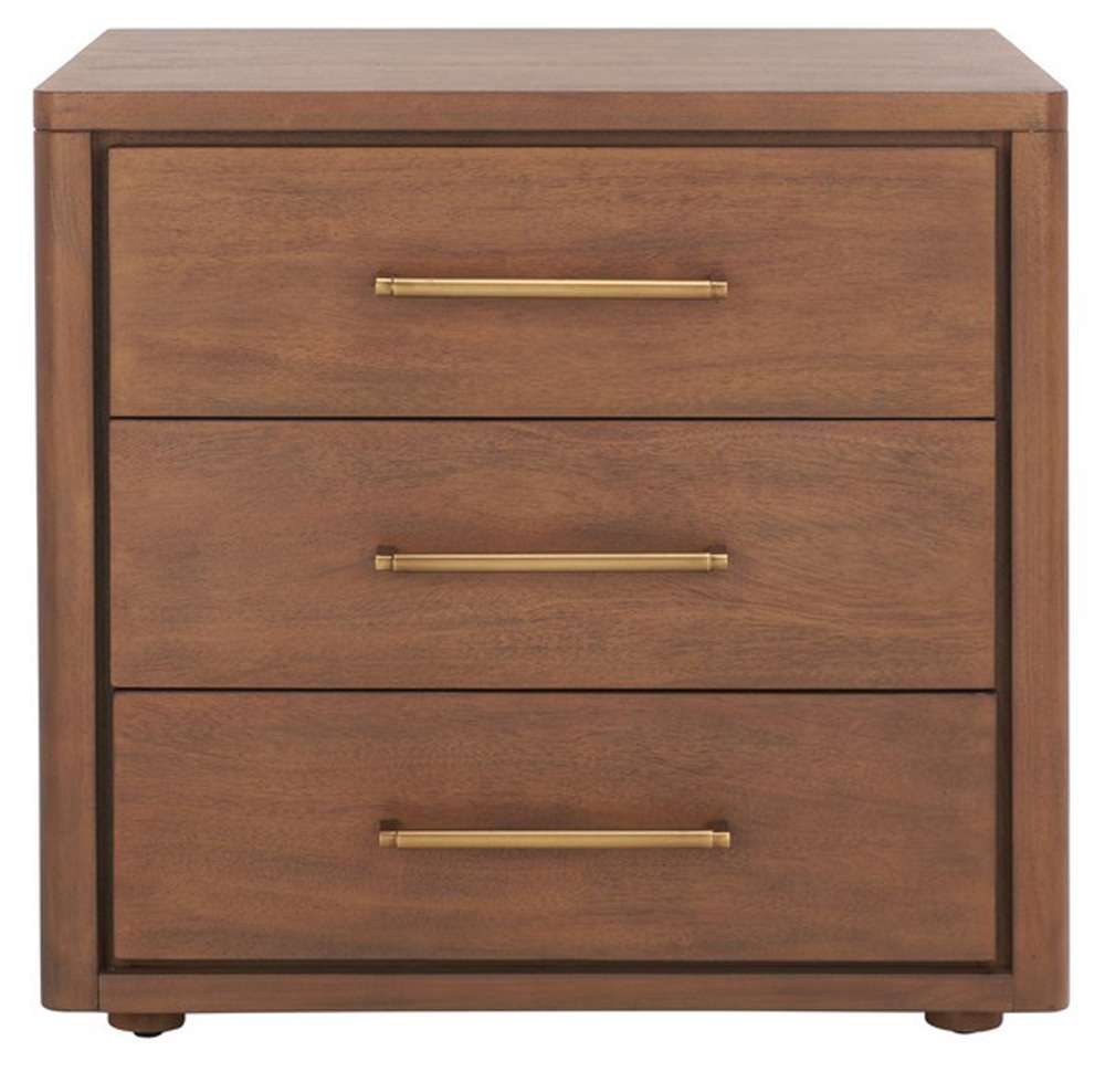 Safavieh - Rosey 3 Drawer Wood Nightstand - Brown - SFV7701A veiw 1