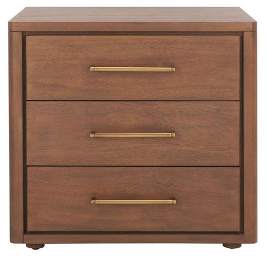 Safavieh - Rosey 3 Drawer Wood Nightstand - Brown - SFV7701A veiw 1