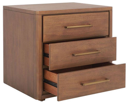 Safavieh - Rosey 3 Drawer Wood Nightstand - Brown - SFV7701A veiw 4