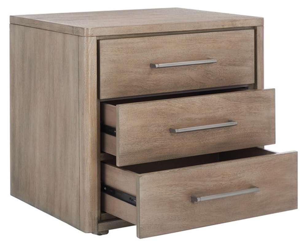 Safavieh - Rosey 3 Drawer Wood Nightstand - Light Brown - SFV7701B veiw 4