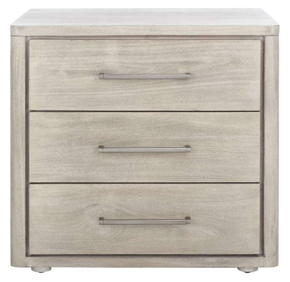 Safavieh - Rosey 3 Drawer Wood Nightstand - Light Grey - SFV7701C veiw 1