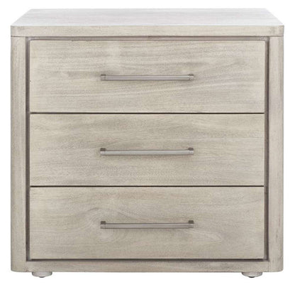 Safavieh - Rosey 3 Drawer Wood Nightstand - Light Grey - SFV7701C veiw 1