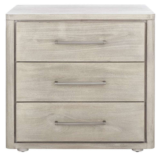 Safavieh - Rosey 3 Drawer Wood Nightstand - Light Grey - SFV7701C veiw 1
