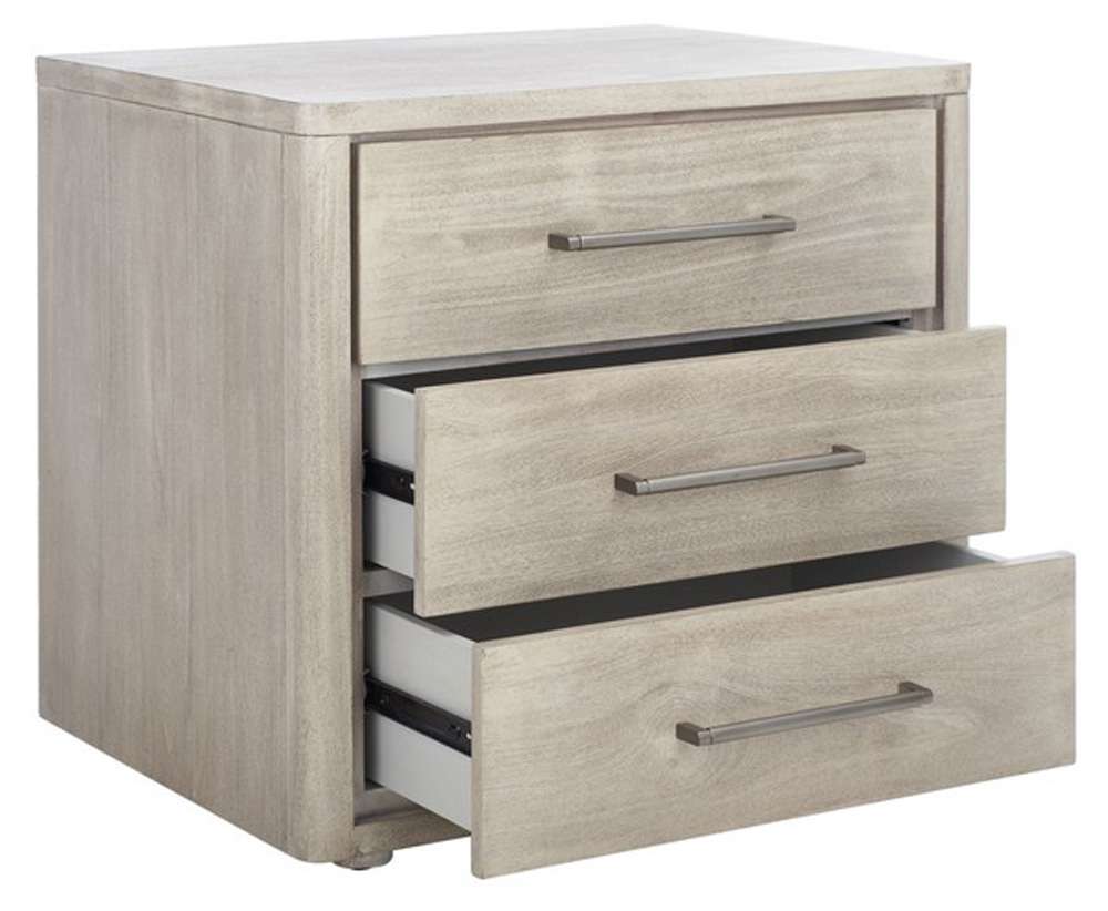 Safavieh - Rosey 3 Drawer Wood Nightstand - Light Grey - SFV7701C veiw 4