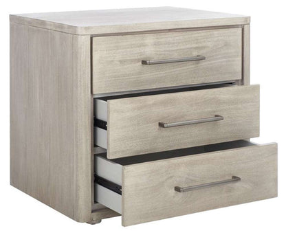 Safavieh - Rosey 3 Drawer Wood Nightstand - Light Grey - SFV7701C veiw 4