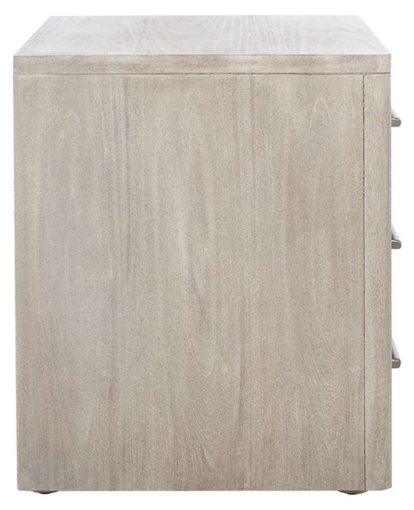 Safavieh - Rosey 3 Drawer Wood Nightstand - Light Grey - SFV7701C veiw 5