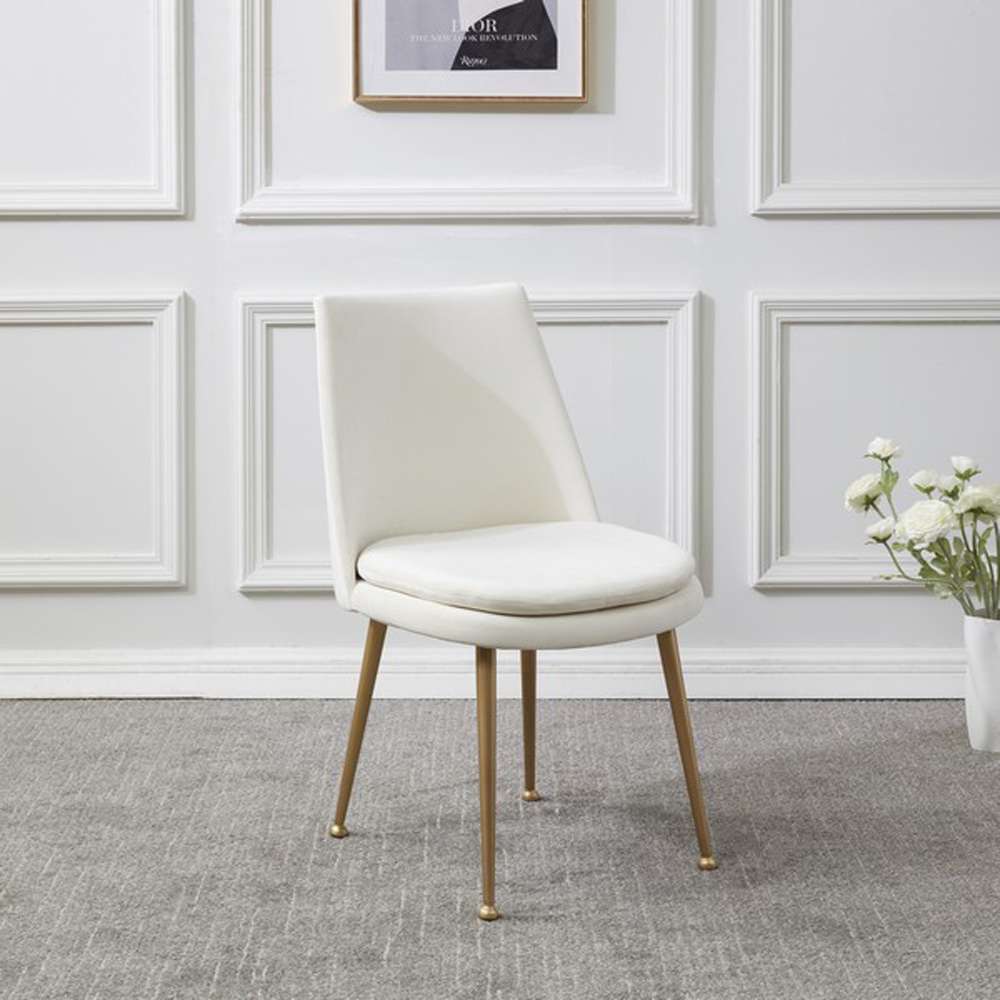 Safavieh - Rynaldo Upholstered Dining Chair - Creme - Gold - SFV4812C veiw 2