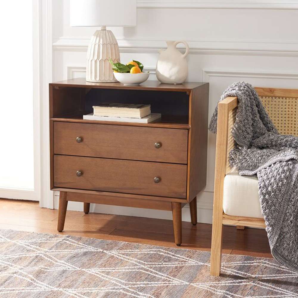 Safavieh - Scully 2 Drawer 1 Shelf Chest - Medium Oak - Antique Gold - CHS6416C veiw 3
