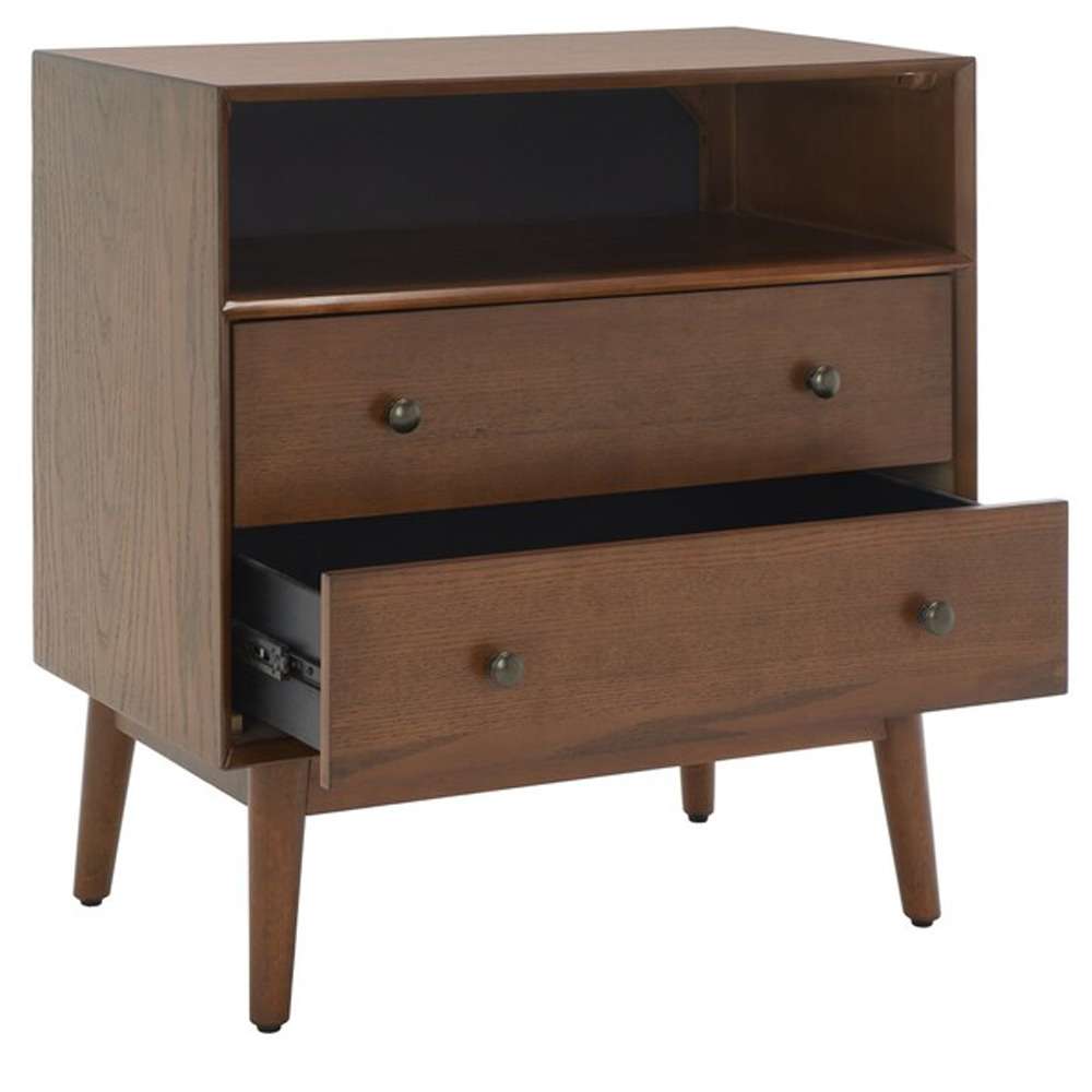 Safavieh - Scully 2 Drawer 1 Shelf Chest - Medium Oak - Antique Gold - CHS6416C veiw 4