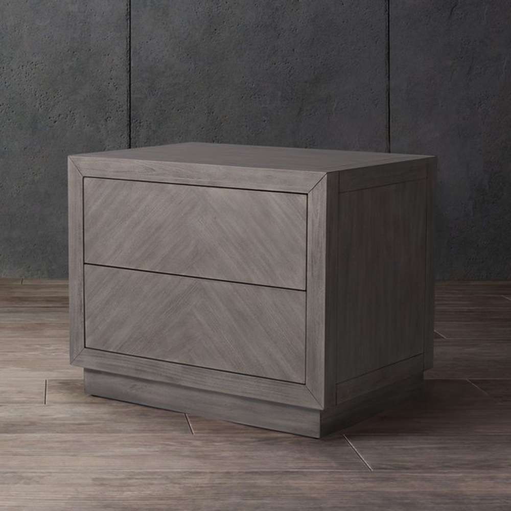 Safavieh - Steve 2 Drawer Wood Nightstand - Light Grey - SFV7700C veiw 3