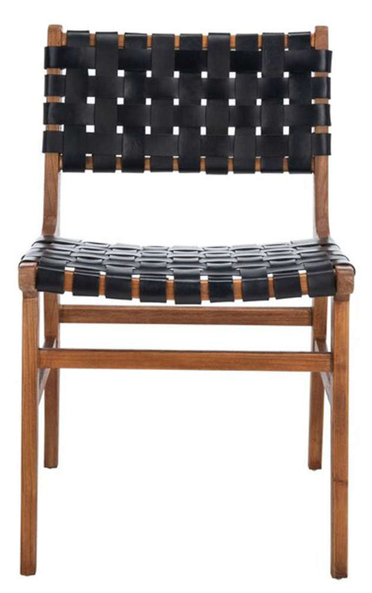 Safavieh - Taika Leather Dining Chair - Black - Natural  (Set of 2) - DCH4000C-SET2 veiw 1