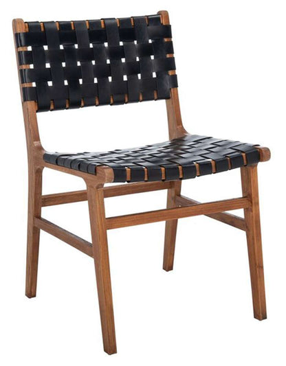 Safavieh - Taika Leather Dining Chair - Black - Natural  (Set of 2) - DCH4000C-SET2 veiw 3