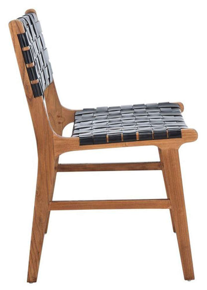 Safavieh - Taika Leather Dining Chair - Black - Natural  (Set of 2) - DCH4000C-SET2 veiw 4