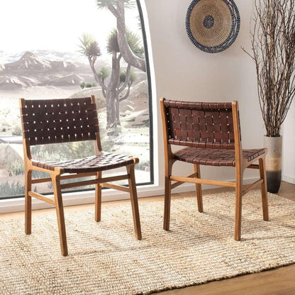 Safavieh - Taika Leather Dining Chair - Cognac - Natural  (Set of 2) - DCH4000A-SET2 veiw 2