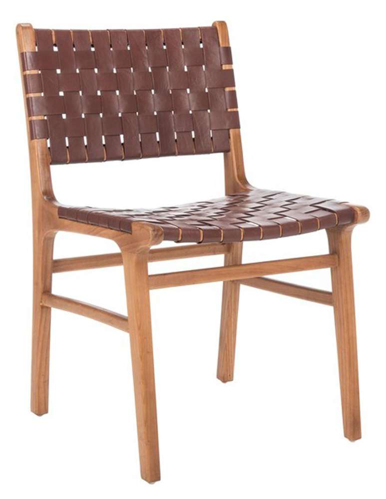 Safavieh - Taika Leather Dining Chair - Cognac - Natural  (Set of 2) - DCH4000A-SET2 veiw 3